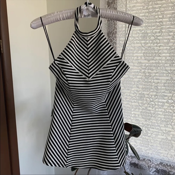 Guess Striped Peplum Halter Top - Picture 2 of 6